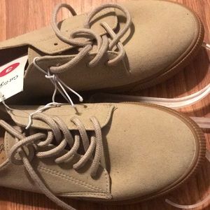 Boys tan suede shoes